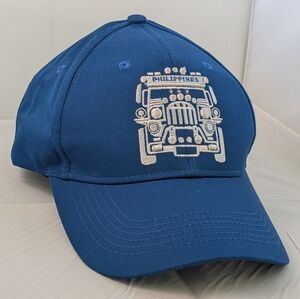 Philippines Jeepney Embroidered Blue Adjustable Baseball Hat Cap